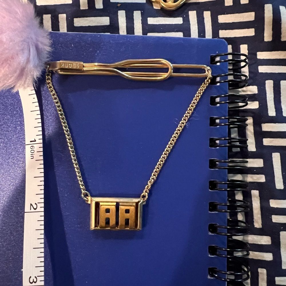 SWANK vintage gold tone tie clip initials “ AA” - Picture 3 of 4